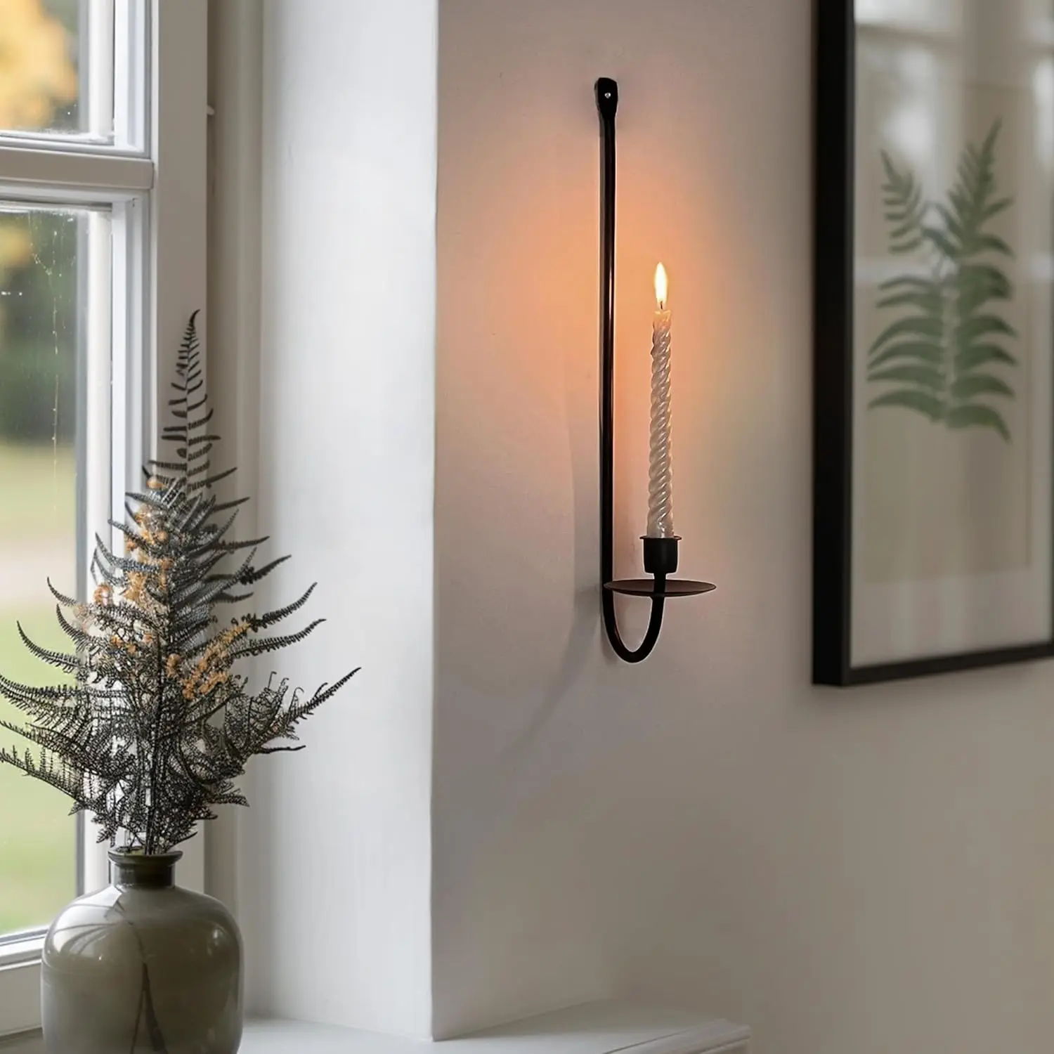Set of 2 Wall Mount Candle Holders Modern Wall Candle Sconces Hanging Metal Wall Candle Sconce Holder  for Living Room