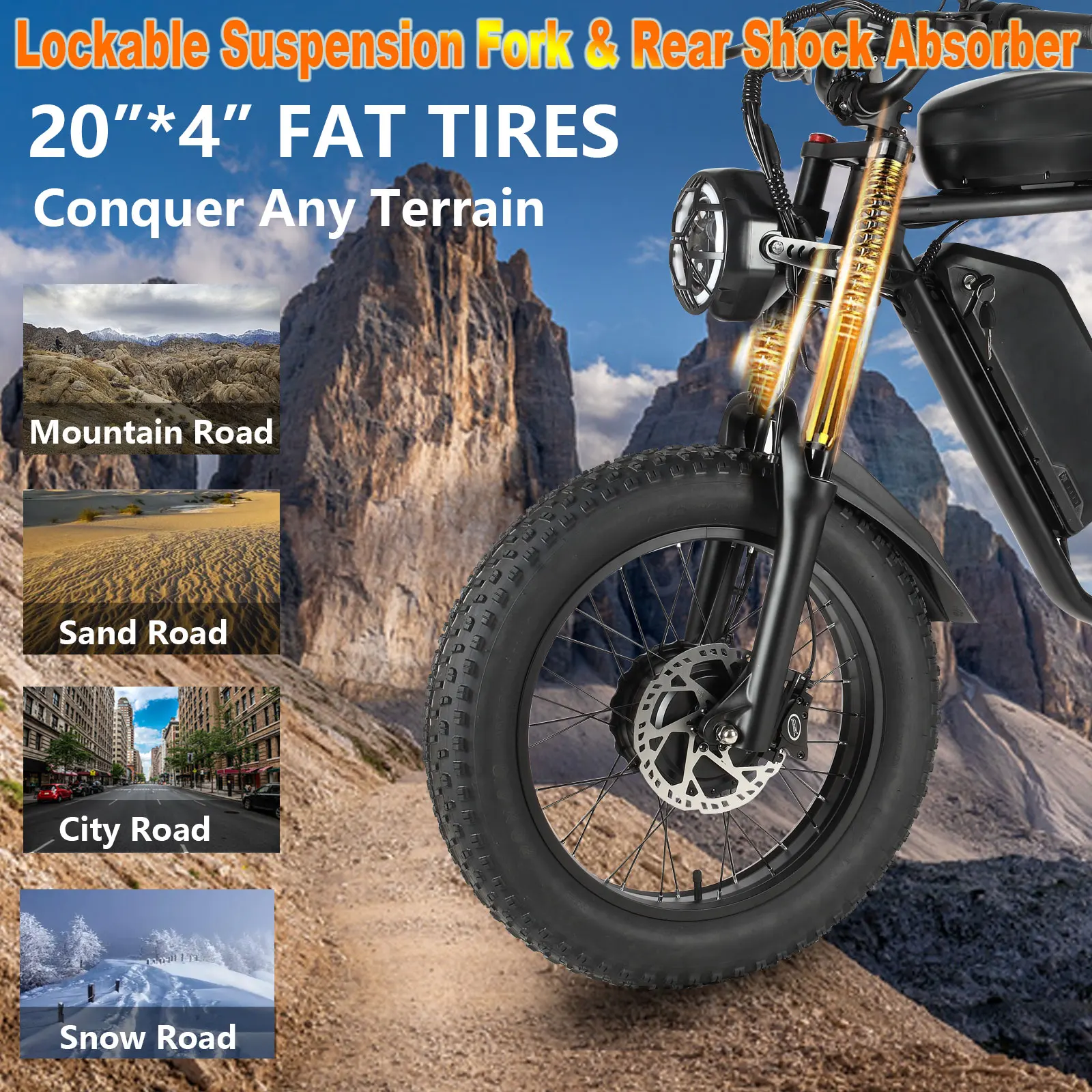 US Stock SMLRO U8 2000W 40.2AH Electric Bike Dual  Motor 7 Speed Gears Disc Brake System Aluminum Alloy Frame for Adults