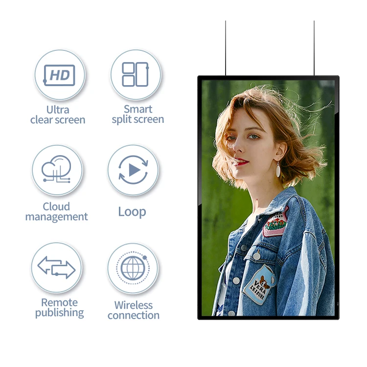 Bulldex 43 Inch Hanging Transparent LCD Screen Ultra Thin Advertising Video Display Player Signage Digital