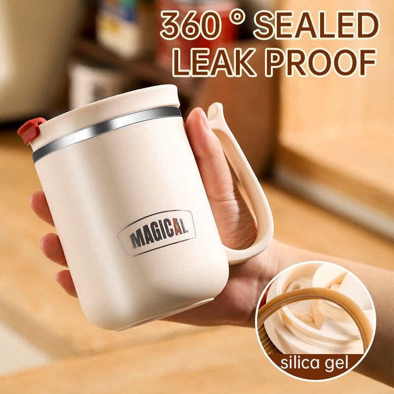 Custom Logo 500ml Stainless Steel Insulated Coffee Mug Double Wall Vacuum Travel Mug Tumbler Cup with Sliding Lid Handle