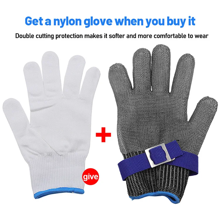 Cut Resistant Durable Rustproof Butcher Cutting Protection Stainless Steel Mesh Metal Wire Gloves