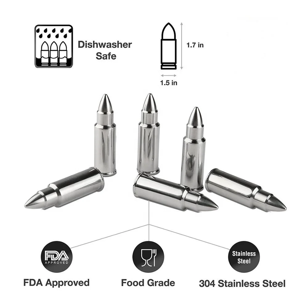 
Best Selling Hot Chinese Products Bullet Whiskey Stones Gold Stainless Steel Mycricket Cube Shape Reusable Amazon Top Seller 