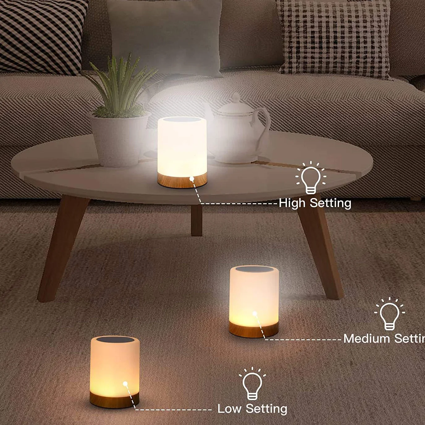 LED Table Touch Lamp USB Rechargeable RGB Color Changing Bedroom Desk Bedside Music Sync Dimmable LED Night Lights Lamps