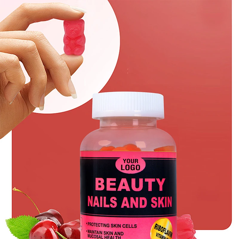 Private Label skin whitening anti aging gummies more beauty and young custom label soft candy Manufacturer nails hair smooth gum