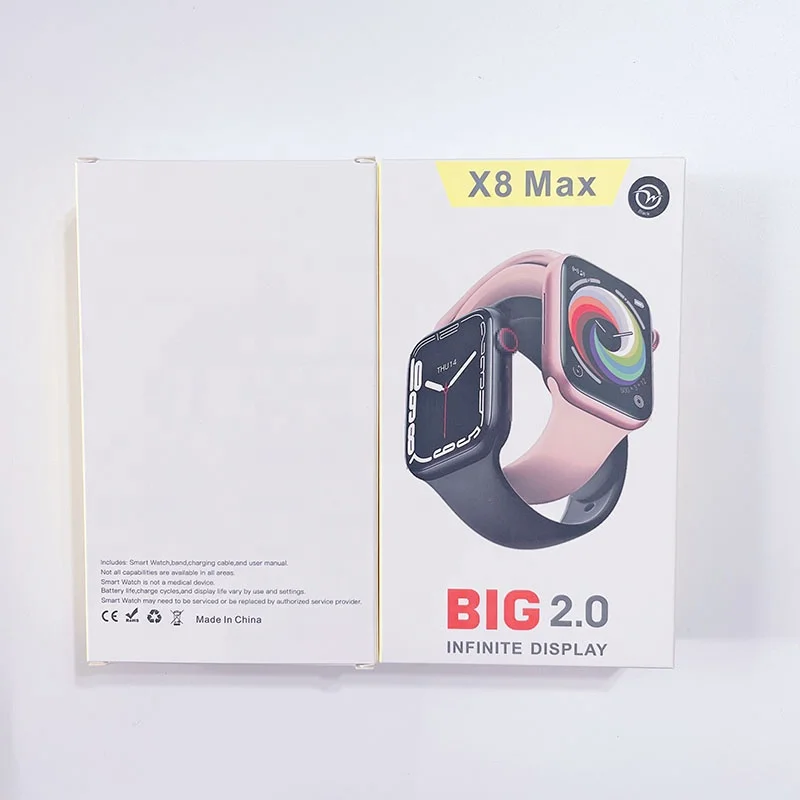 X8 Max  Smartwatch With Magnetic Charging Rotate Button 2.0Inch Largescreen Waterproof Ip67 Pro Plus Reloj Smart Watch X8 Max