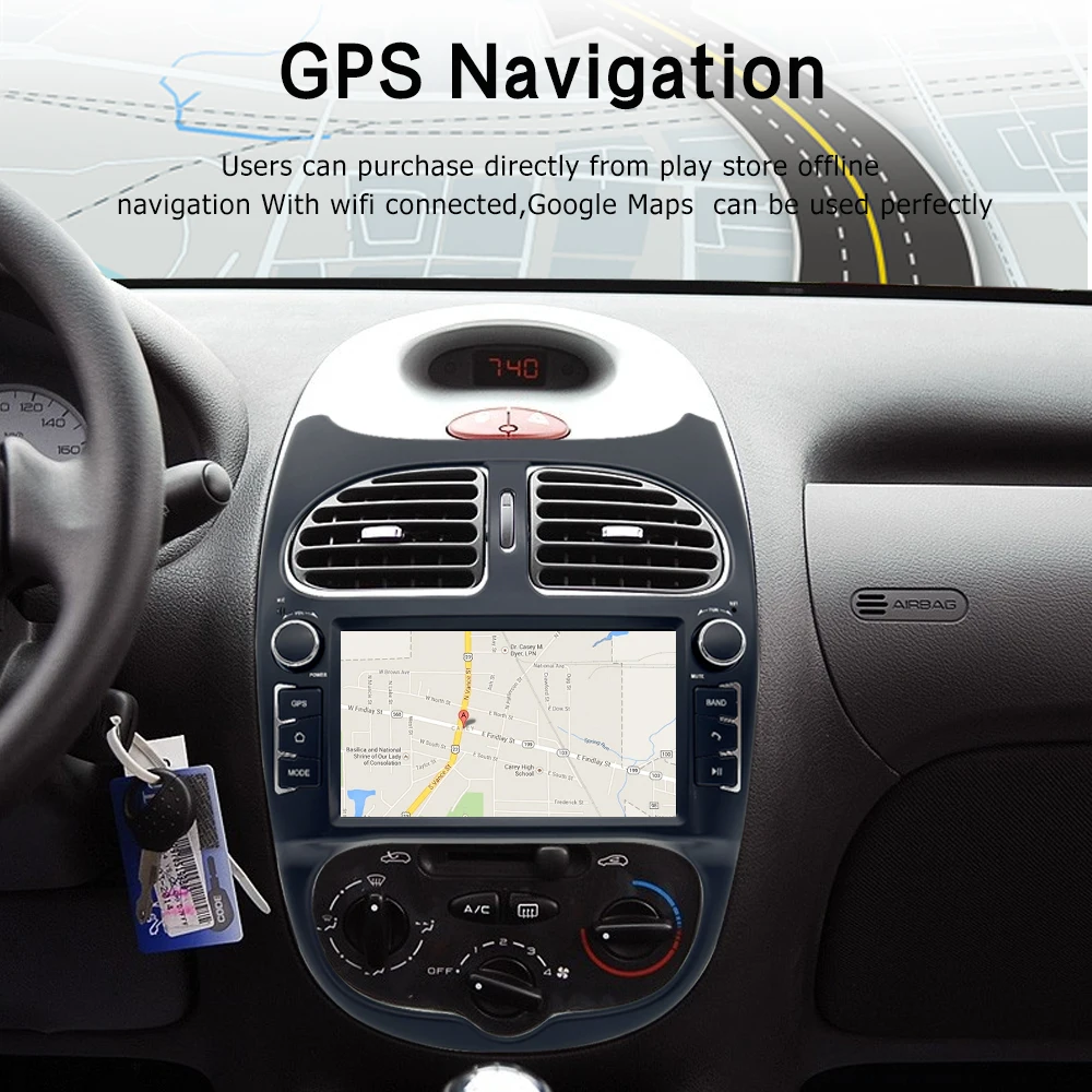 Android 11 Big Screen Player For Peugeot 206 2001-2008 4g+64g Built-in Wireless Carplay+android Auto