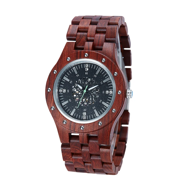 SOPEWOD Hot Sale Minimalist Chronograph Men Wrist Wooden Watches Mechanical Movement Watches