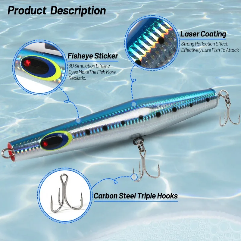 Handmade 60g/75g Wood Popper Lure Top Water Wobbler Jigging Jigs for Trout Fishing in Rivers Lakes and Streams
