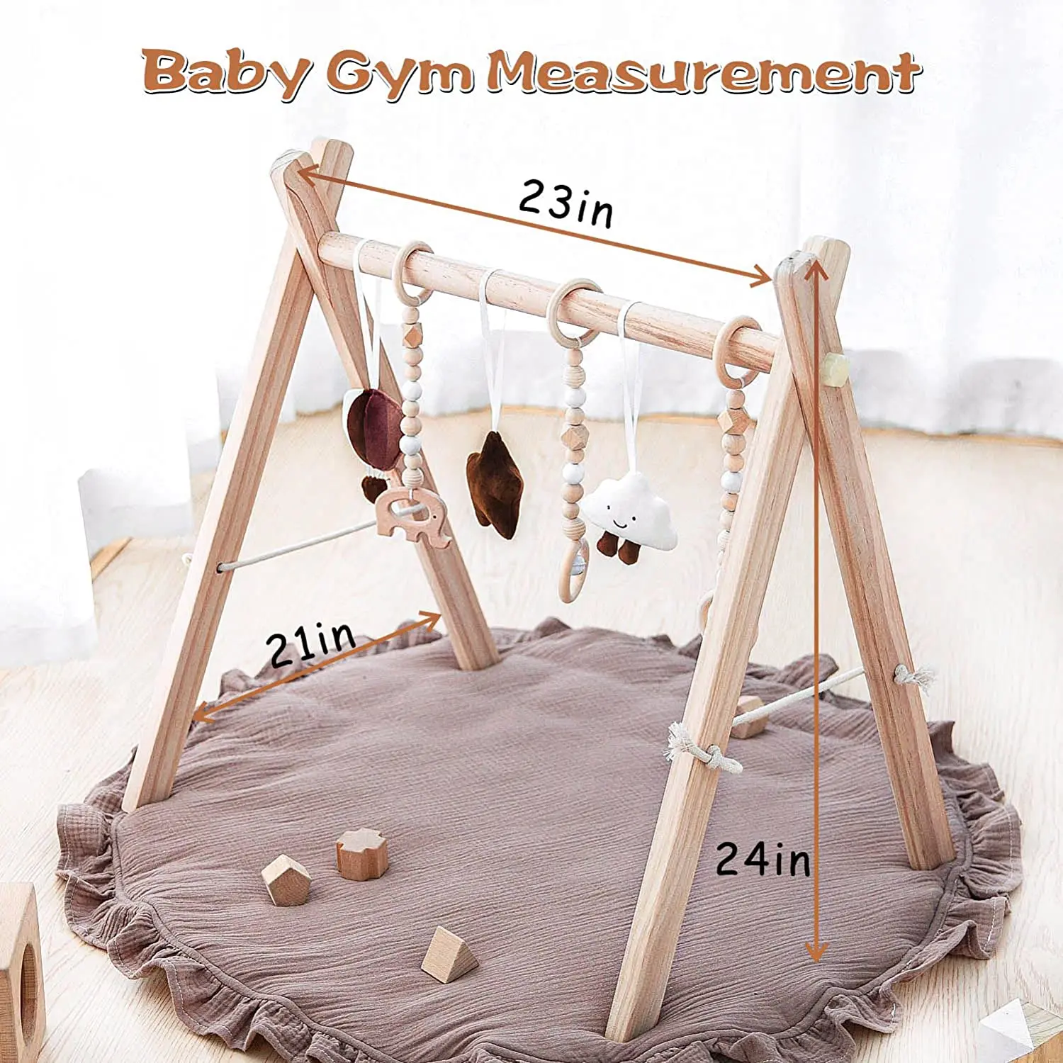 Wood Foldable Activity Hanging Bar Activity Wooden Frame Toys Baby Play Gym