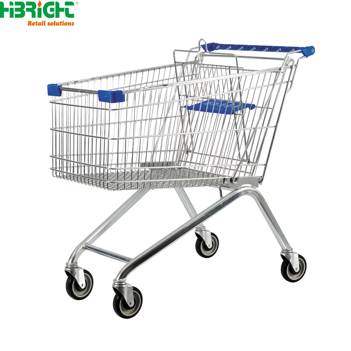 High-Capacity Chrome Plated Flexible Supermarket Plastic Shopping Trolley Cart