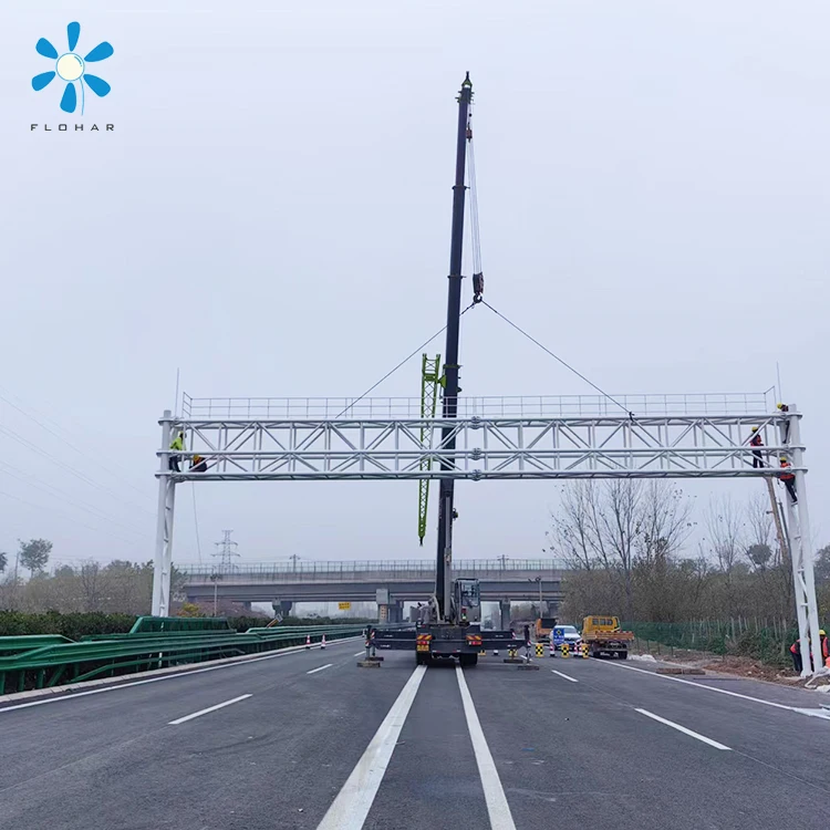 steel galvanized 6m high street security portal frame with ladder camera pole structure