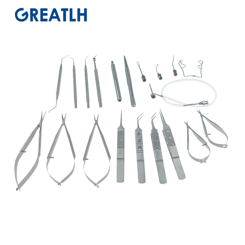 stainless steel 21 pcs instruments cataract surgery set cataracte kit with sterilization box