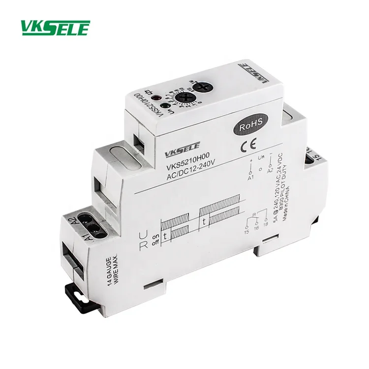 Modular time relay VKS5210H00 15A DIN rail timer relay AC/DC 12-240V adjustable