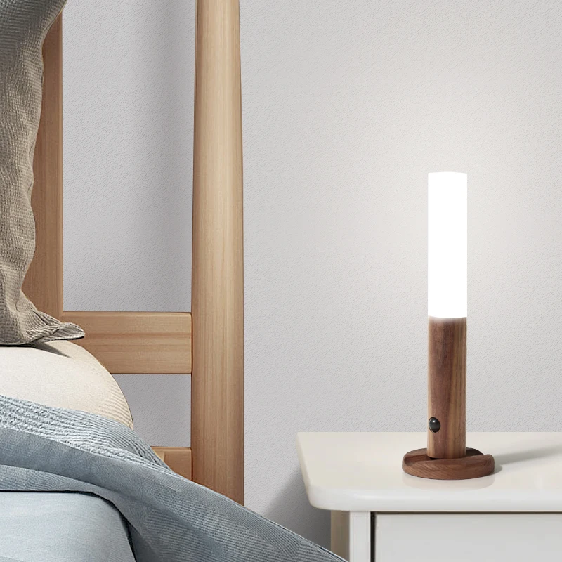 Modern USB LED Mini Wireless Wood Wall Lamp Kit Rechargeable Home Lighting for Table Bedside Use IP20 Rated Residential Use