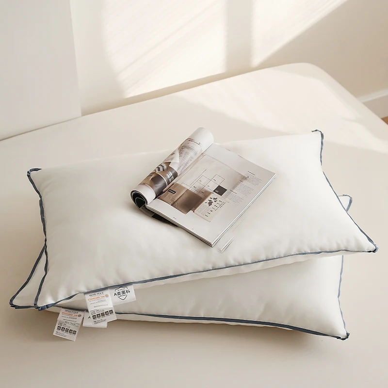 High Quality Organic Cotton Pillow Eco-Friendly and Comfortable with down Fiber Filling Rectangle Shape 1000g for Home Hotels