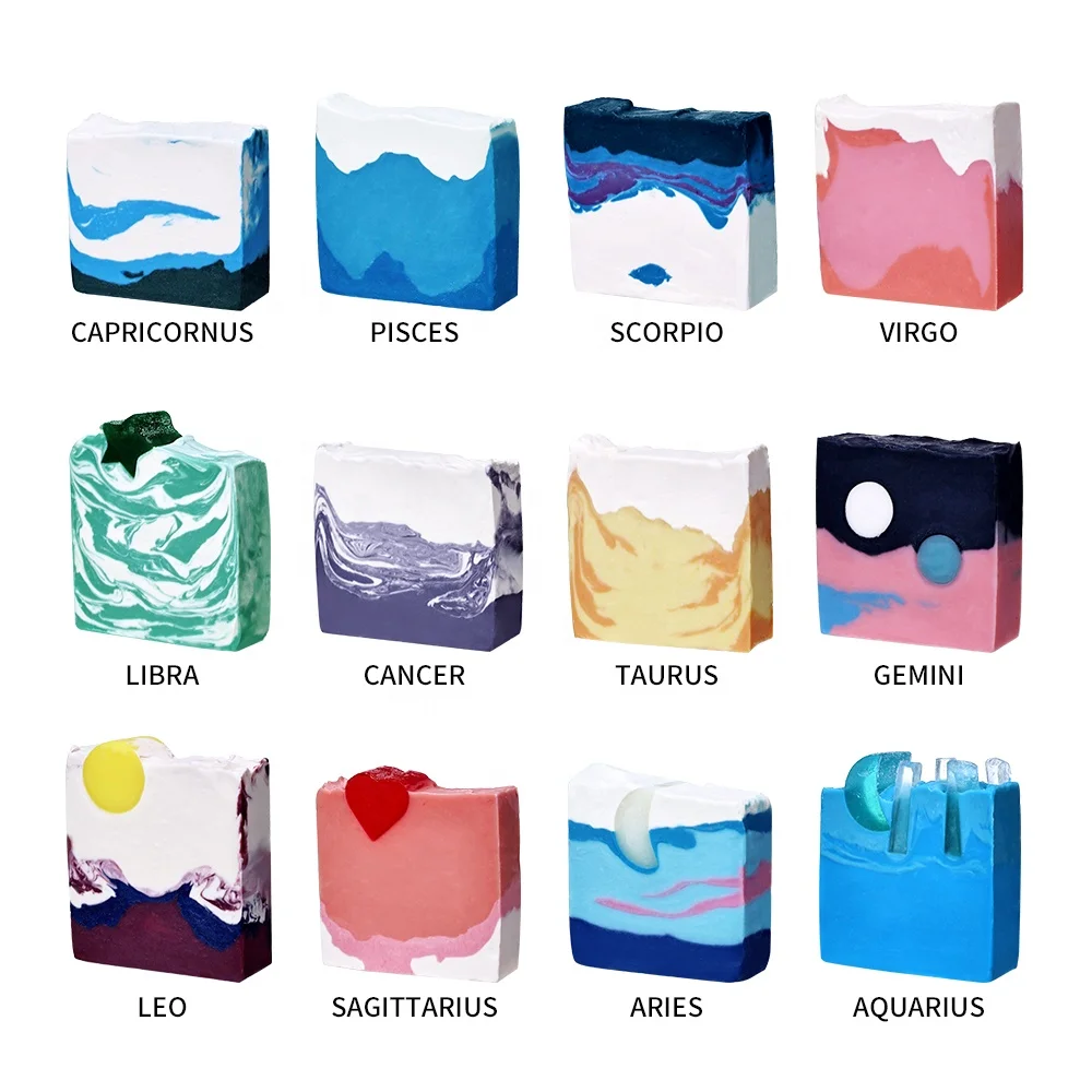 Custom 12 Constellation Shape Face Wash Skin Care Natural Olive Oil Cold Pressed Handmade Soap