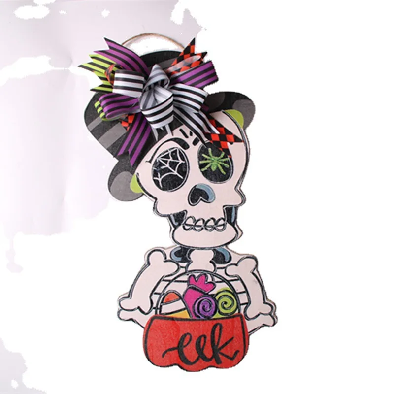 Harvest Festival Halloween Autumn Outdoor Indoor Hanging Sign Artificial Handmade Simulated Scary Skeleton Decoration