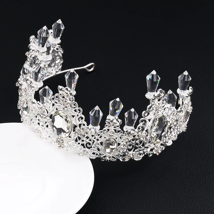 Wholesale New Crystal Icicle Korean Baroque Baking Birthday Cake bridal wedding birthday Crown Decoration tiara ring crowns