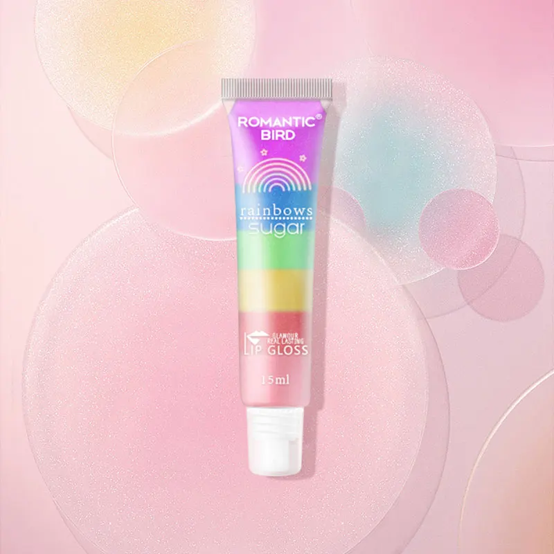 Romantic Bird High Quality Rainbow Sugar Lip Gloss 6 Color Private Label Moisturizing Lip Oil matte waterproof non-stick lipoil