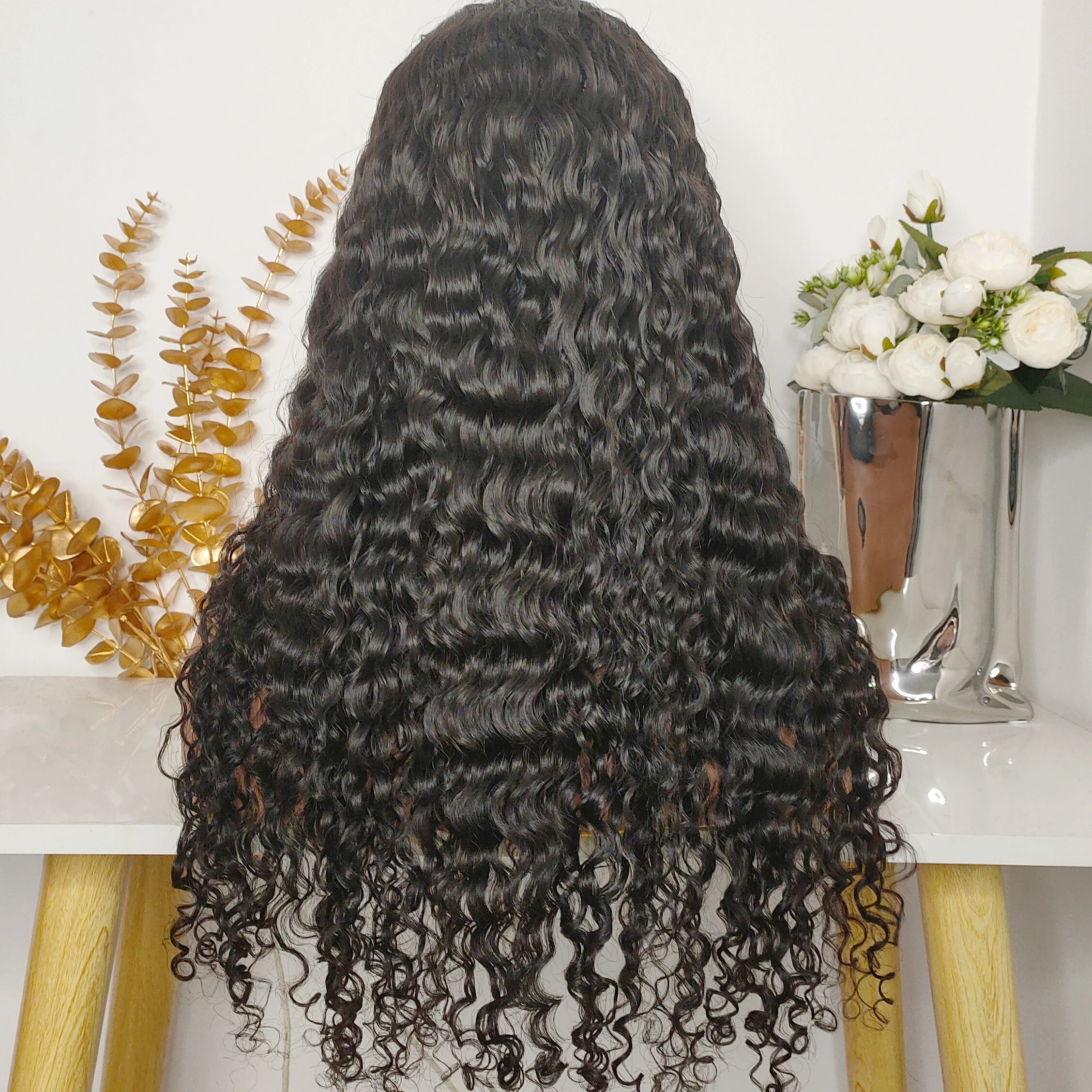 New Arrival Virgin Cambodian Human Hair Wigs For Black Women, Cambodian Loose Deep Wavy Curly Human Hair Lace Front Wigs 5*5 HD