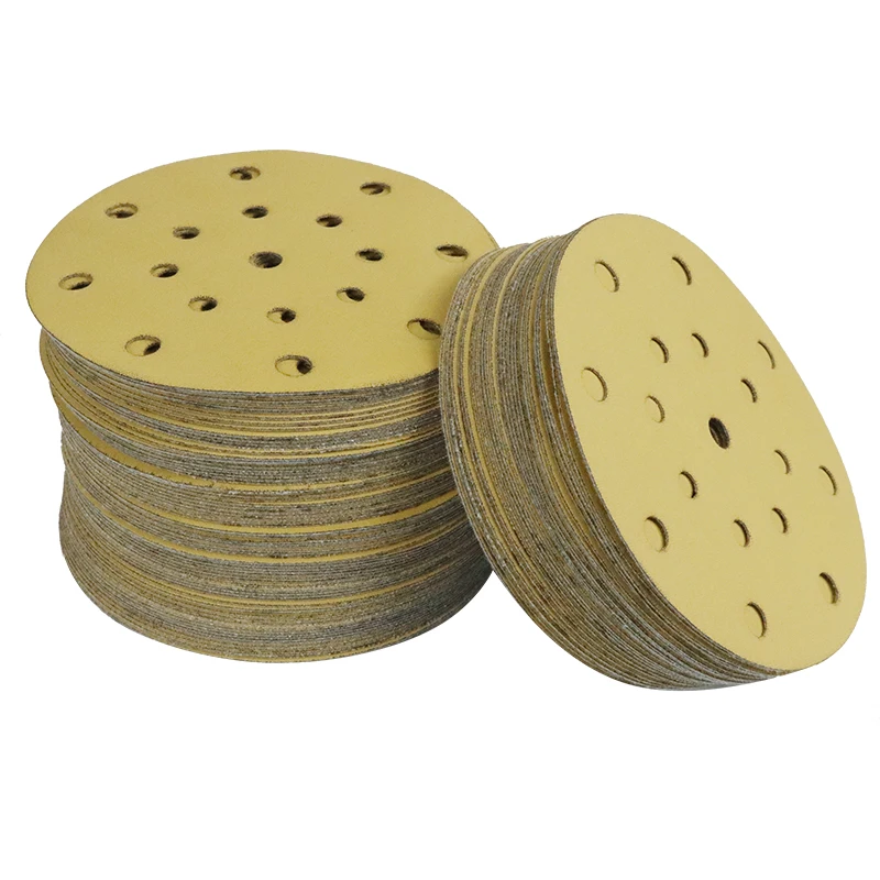 China Alumina Grinding Wheel Manufacturer, Car Sandpaper Yellow 5 Inch Perforated Sandpaper Disc.
