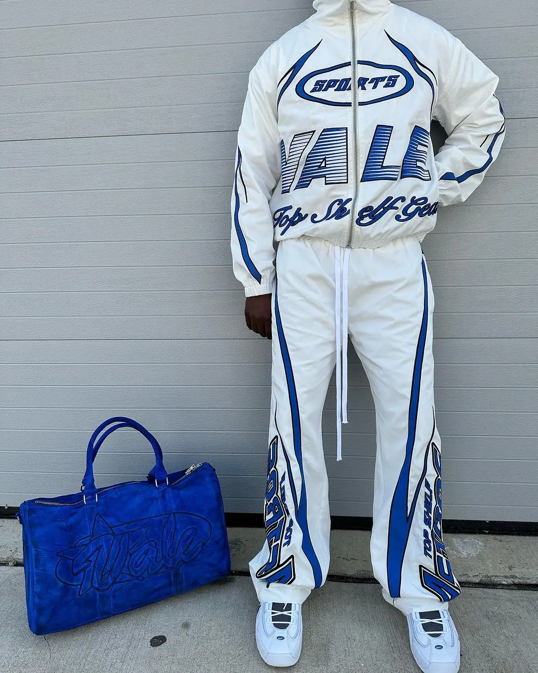 Custom Patchwork Tracksuit Zip Up Nylon Jacket And Pants Mens Jogger Gym Sets Embroidered Nylon Track Suit