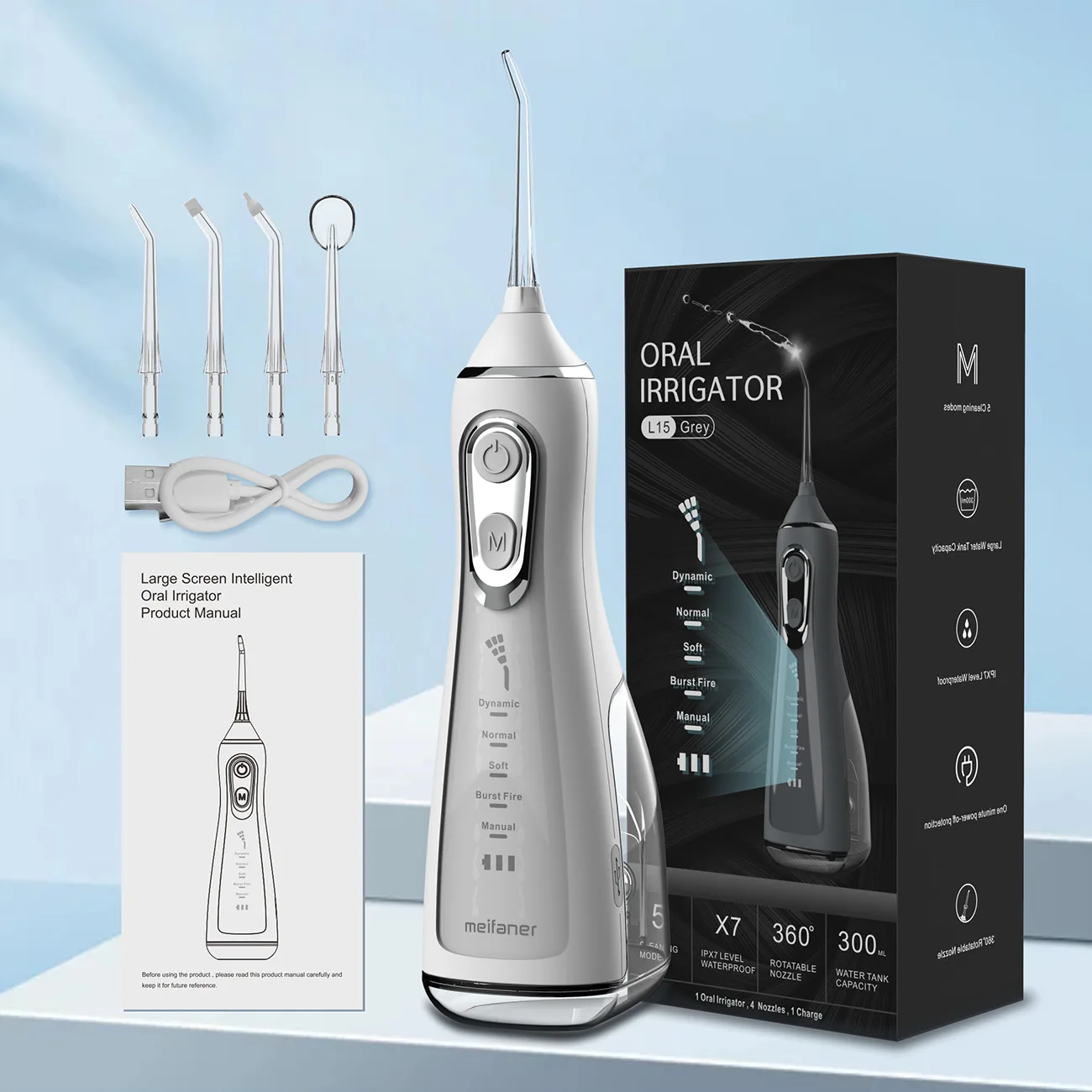 2023  Hot Selling Cordless Electric Portable Teeth Cleaning Cleaner 300ml Water Flosser