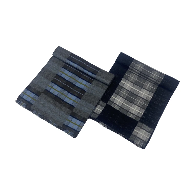 Factory Direct Sale Custom Silk Brushed Scarf Handmade Winter Woven Reversible Jacquard Men Long Scarves With Tassels