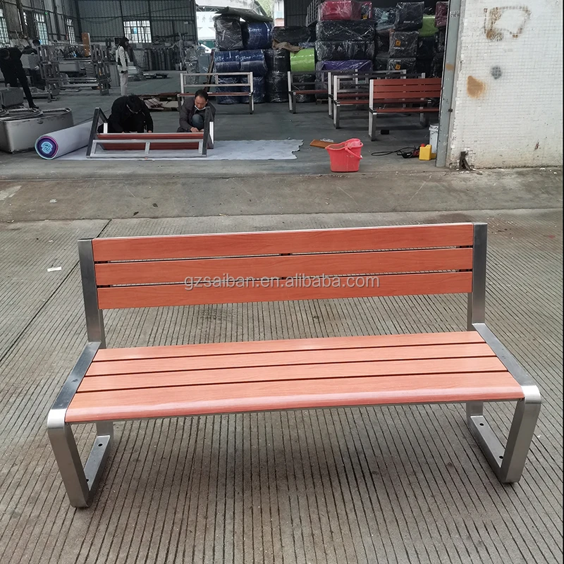 Factory wholesale leisure outdoor benches wooden metal bench seat for parks and plazas