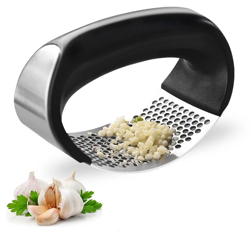 304 Stainless Steel Manual Garlic Press Curved Garlic Grinding Slicer Chopper Multi-function Cooking Gadgets Knoflookpers tools