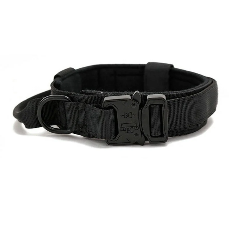 Durable Tactical Metal Buckle Dog Collar Leash Set Adjustable Pet Collar Leash Medium Large Dog Leash Dog Supplies
