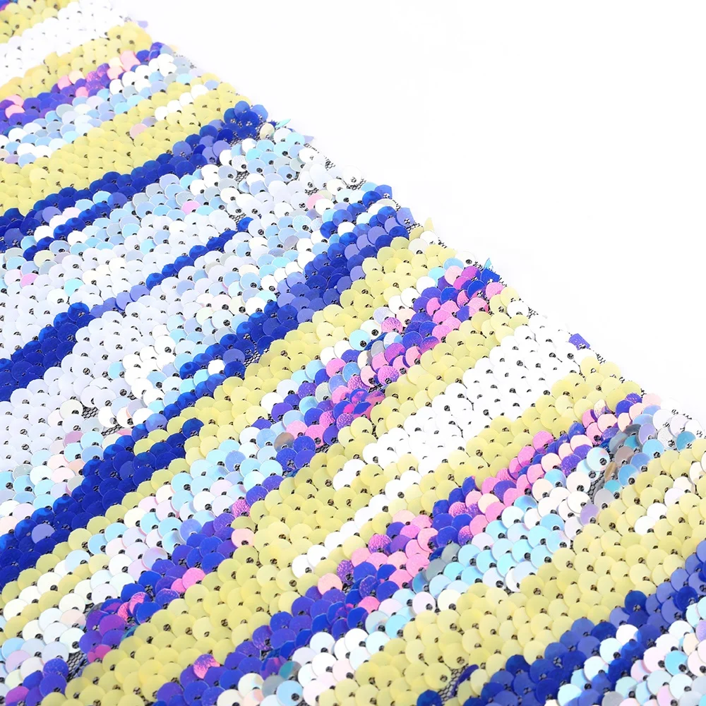 Designed Stock Polyester Shiny Mesh Reversible Sequin Fabric for Dress