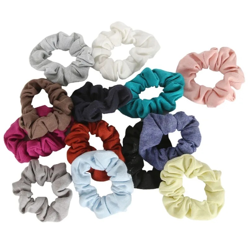Wholesale Hair Accessories Elastic Hairband Cotton Ponytail Solid Color Girls Hair Scrunchies