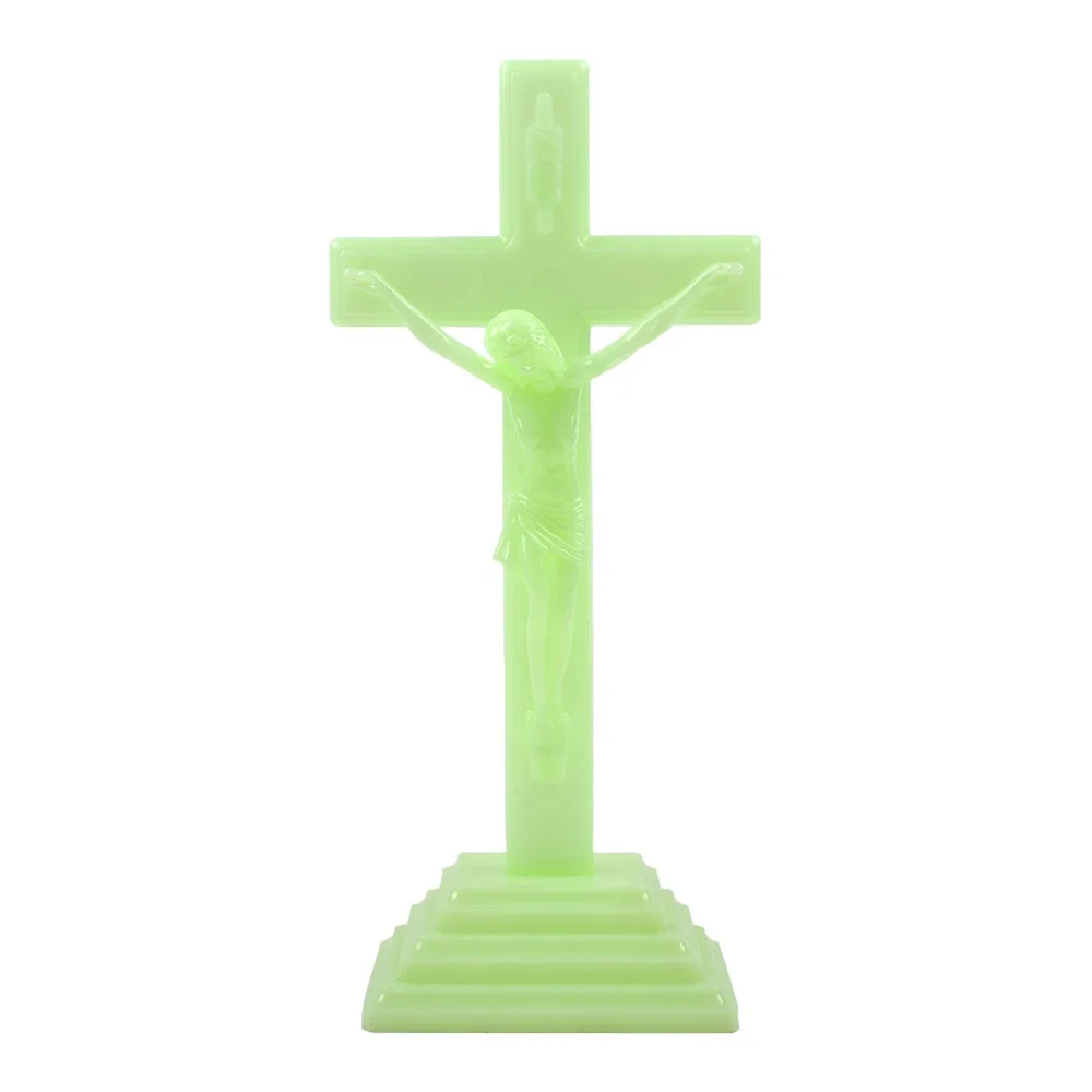 Распятие с Иисусом 210 мм светящаяся недорогая пластиковая статуя религиозного Креста для католицизма и церкви