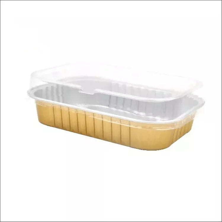 Disposable Golden Rectangular Square Aluminium Foil Container For Food Packaging