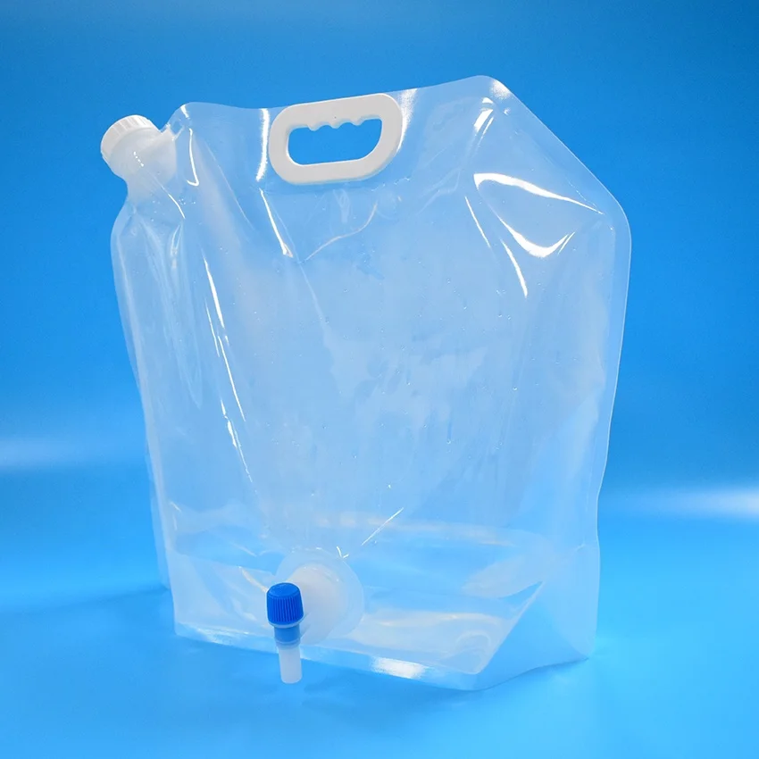 Water Bag with Spigot 10 Liter Drinking Spout Pouch with Tap Big Capacity Collapsible Liquid Packing Bag with Butter