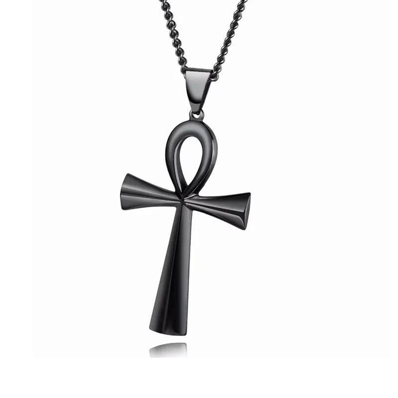 Wholesale Fashion High Quality Gold Silver Hip Hop Long Chain Christian Men Egyptian Ankh Crucifix Cross Necklace For Men