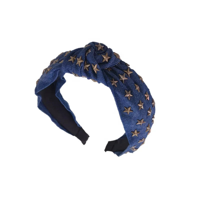 
2021 newest elegant Fabric hairband wide-brimmed cowboy star design For Adult Headband accessories 