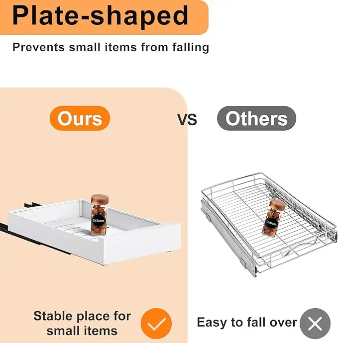 Pull Out Cabinet Organizer Expandable, Adhesive with Nano Film, Pull Out Drawers for Cabinets in Kitchen, Pantry or Bathroom