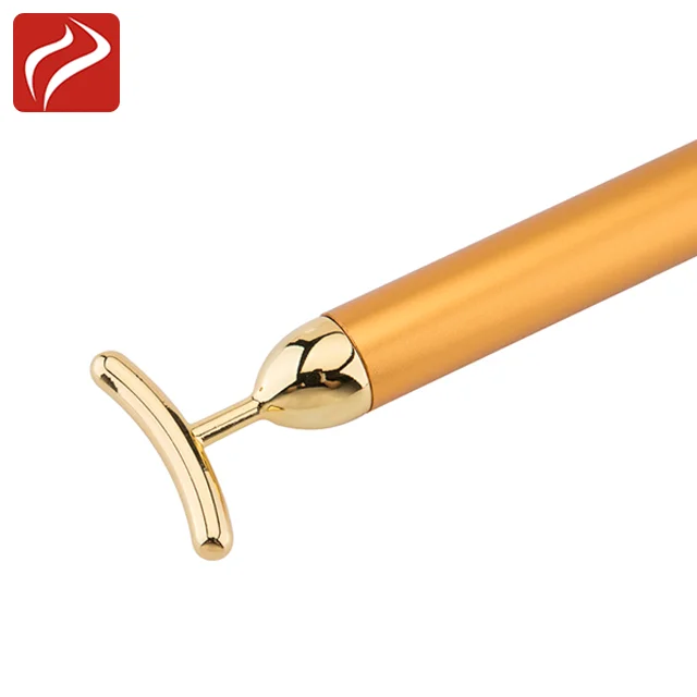 OEM Beauty Germanium Rolling T Shaped Energy Facial Massager 24k Gold Beauty Bar