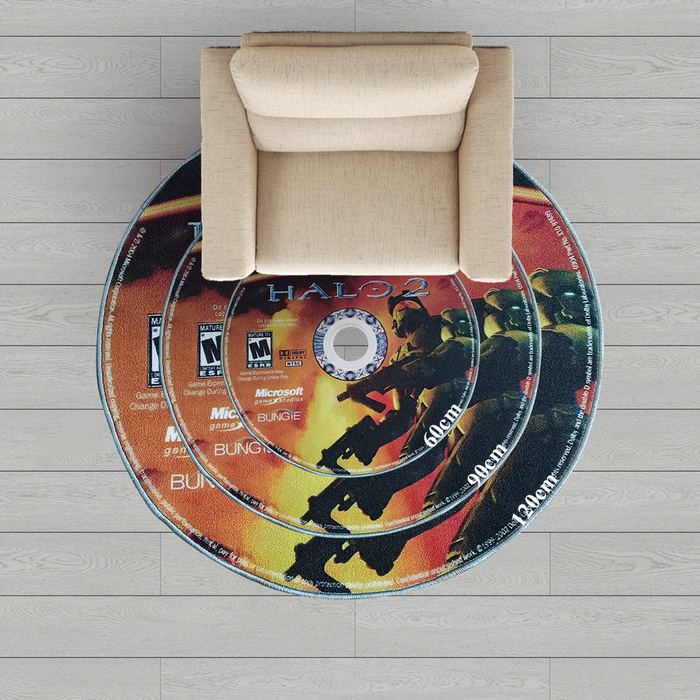 Game Disc Rug for Living Room HALO 2 Game CD Rug