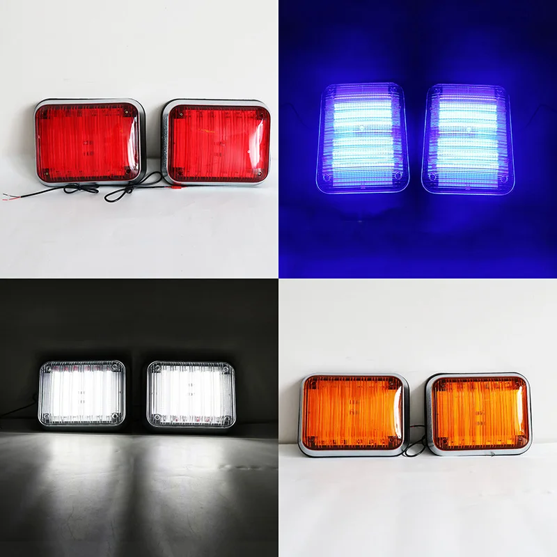 High Brightness Car Truck Side Strobe Lights COB White Grille Lights Emergency Warning Light For Roadway Safety 2-flash Pair