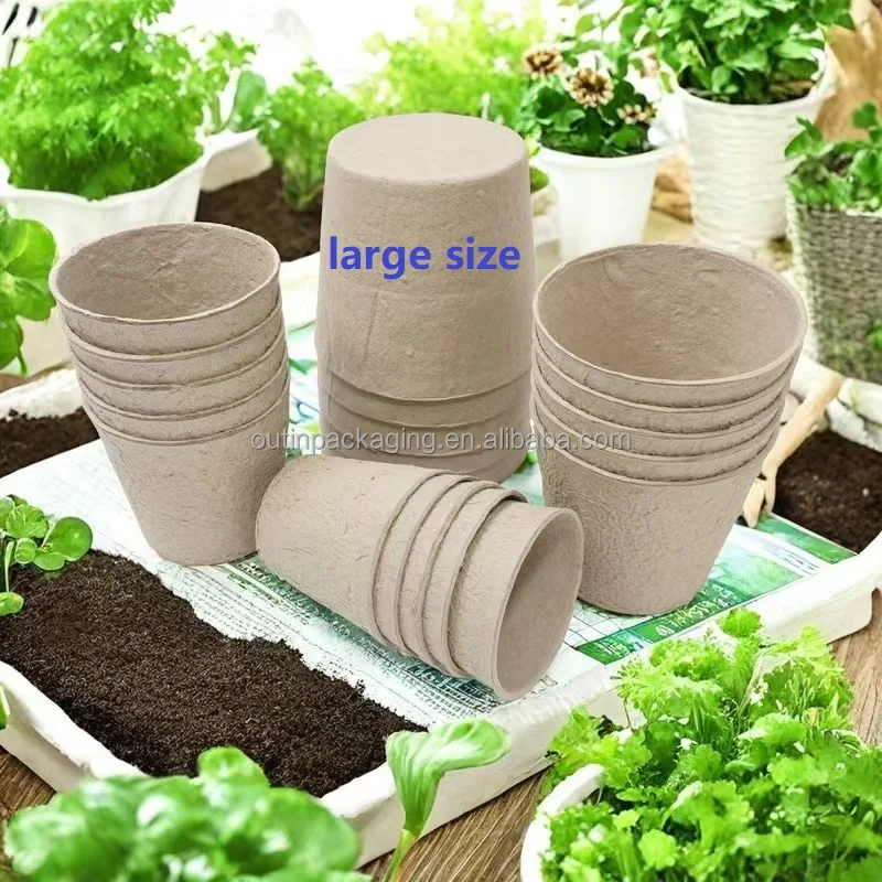 100% biodegradable transplanter pulp paper flower plant seed starter peat pots for seedlings large size flower plant seeding cup