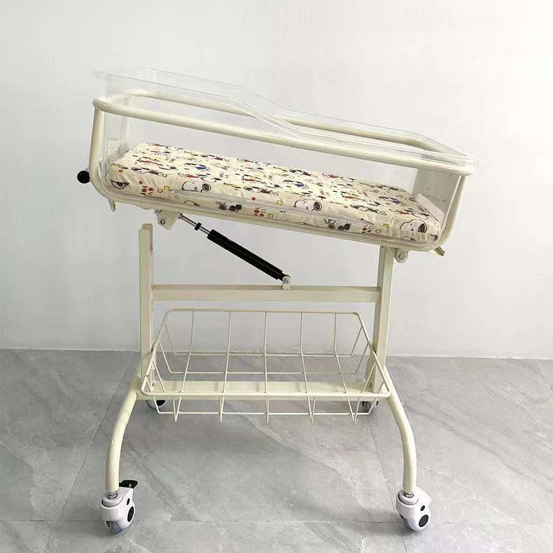 The new 2021 Baby Infant Cheap Metal Pediatric Newborn Neonatal Nursing Bed cart with wheels for Hospital With Different Colour