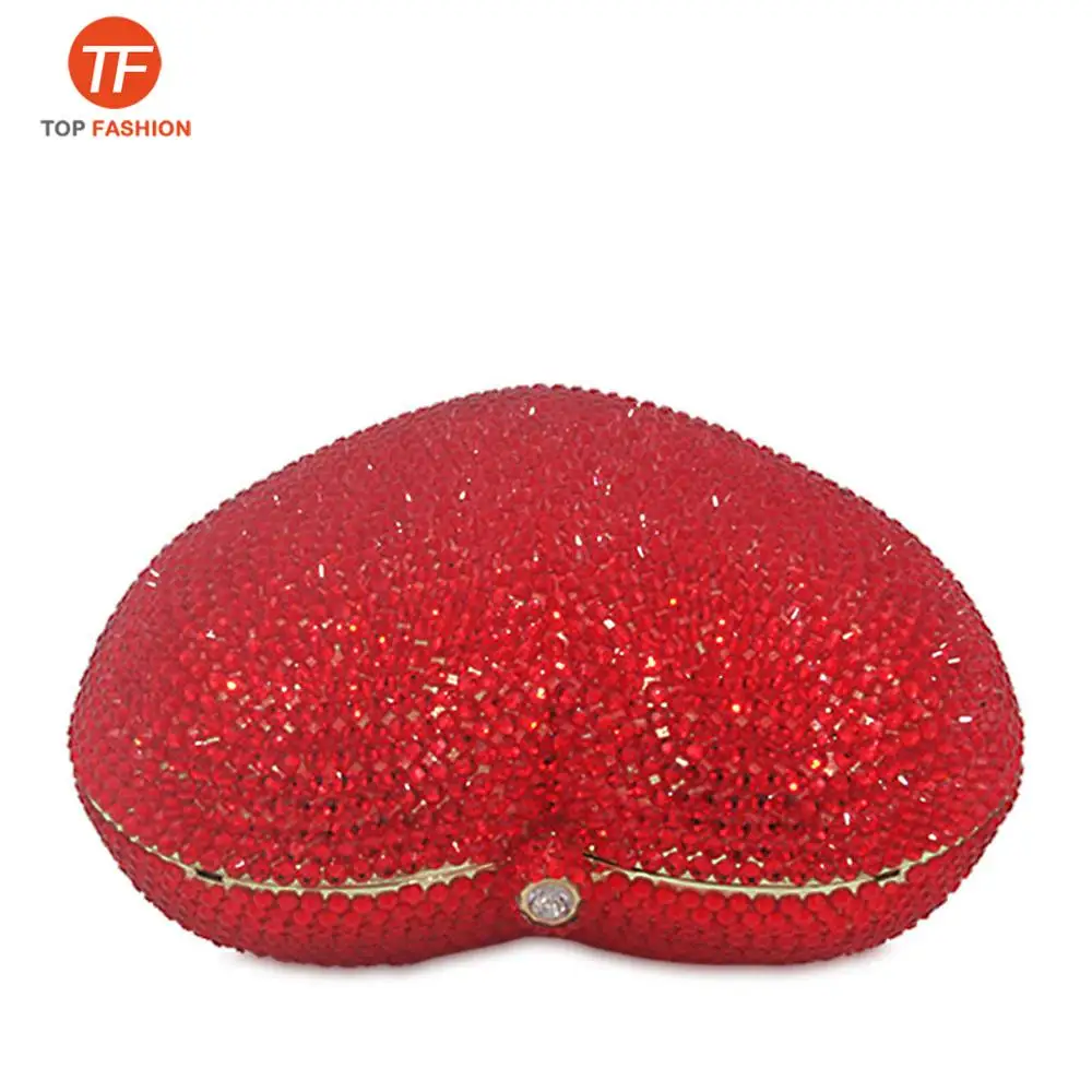 
Luxury Heart Shape Crystal Women Clutch Bag Rhinestone Evening Bag Party Purse from Factory Wholesales 
