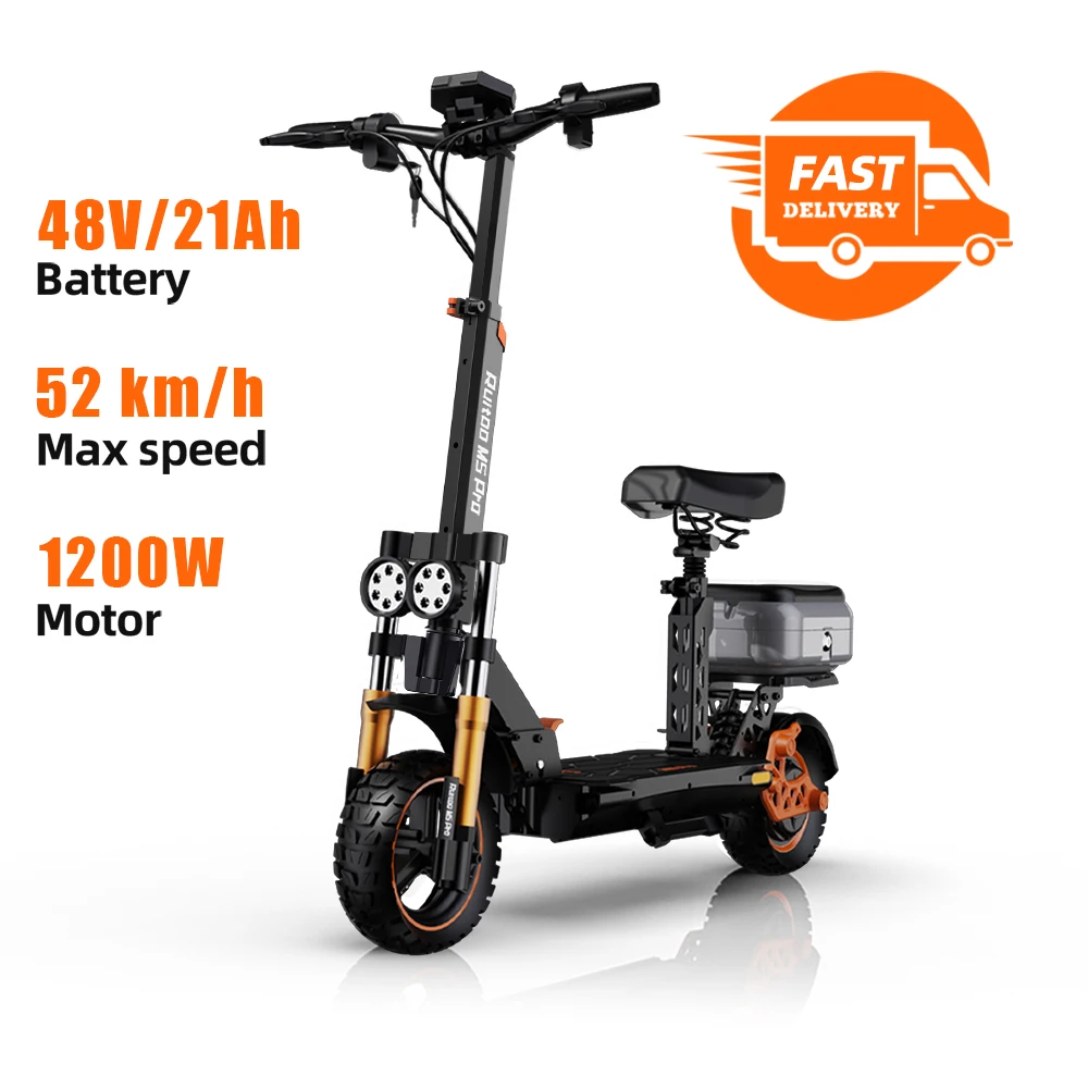 Новый трендовый 11-дюймовый электрический скутер RuiToo M5Pro2025 с мощным двигателем и огнями на 1200 Вт
