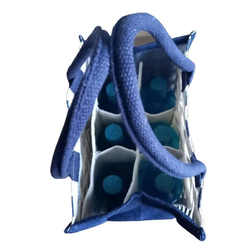 Heavy Large 6 Bottle Non Woven Jute Wine Bottle Bag Beer Champagne Double Tote Hand Gift Bag Wine Shopping Bag