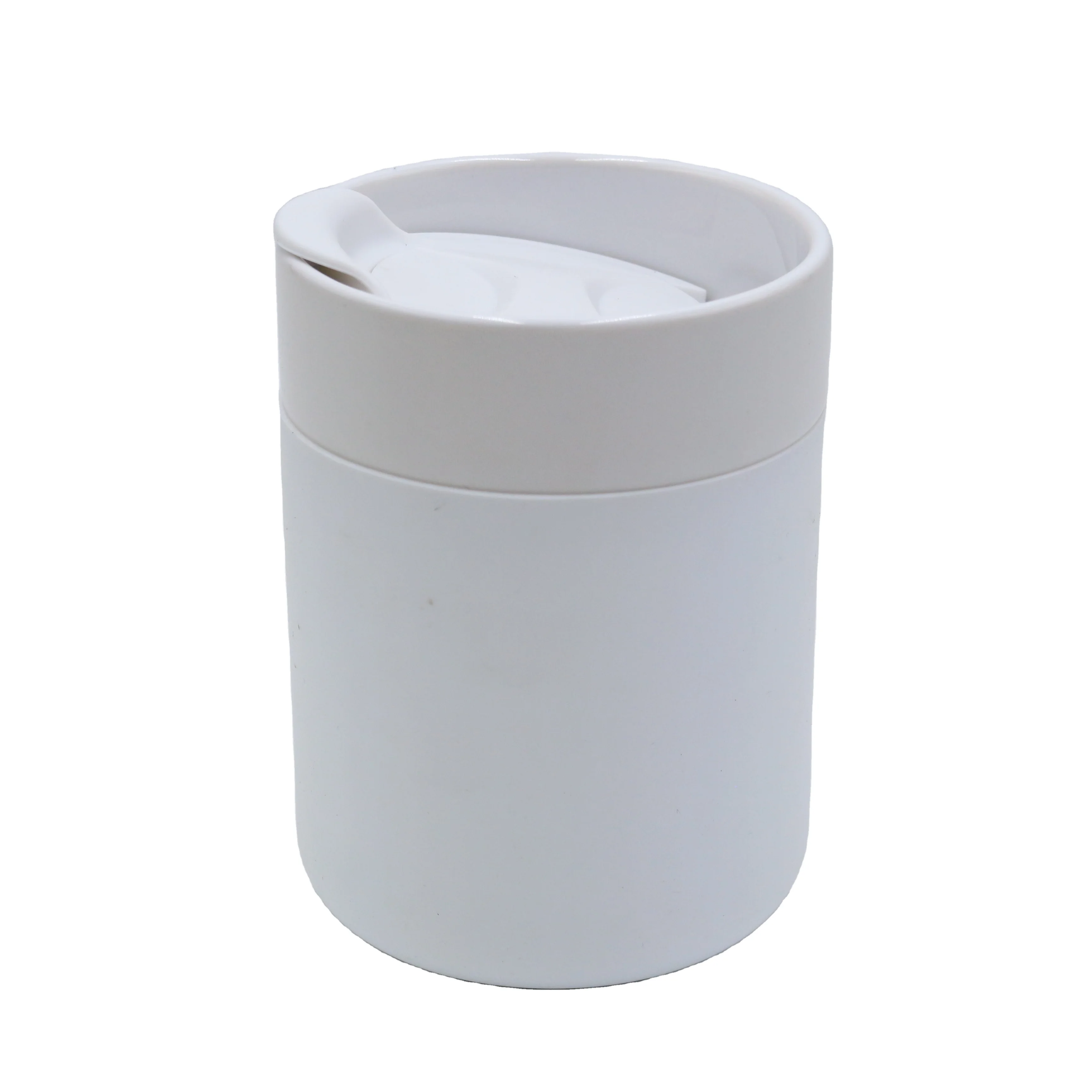 Custom nordic ceramic travel coffee mug plastic lid logo cup with silicone ring