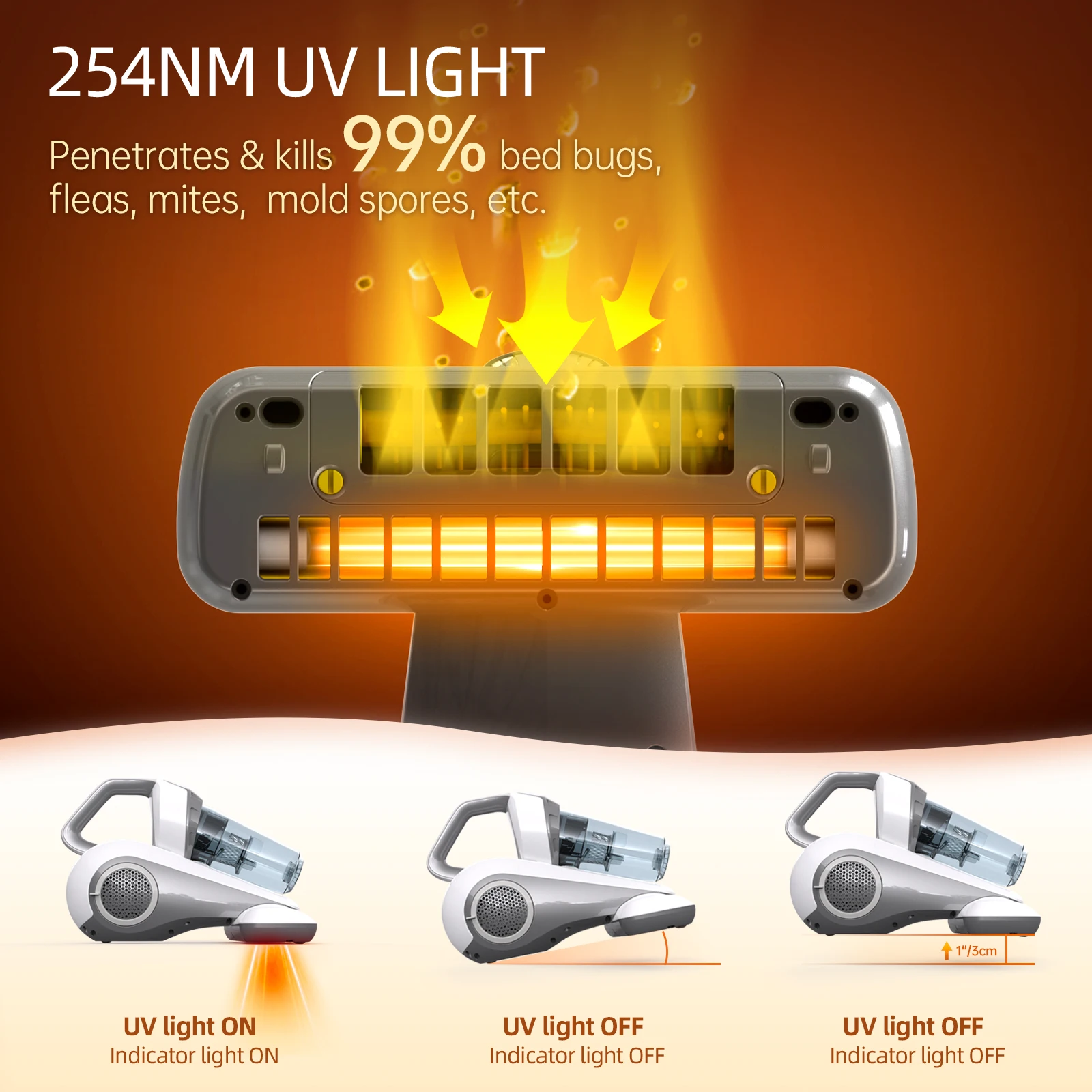 Dibea Good Quality Hot Sales Bed Vacuum Cleaner With UV Light For Mattress Cleaning