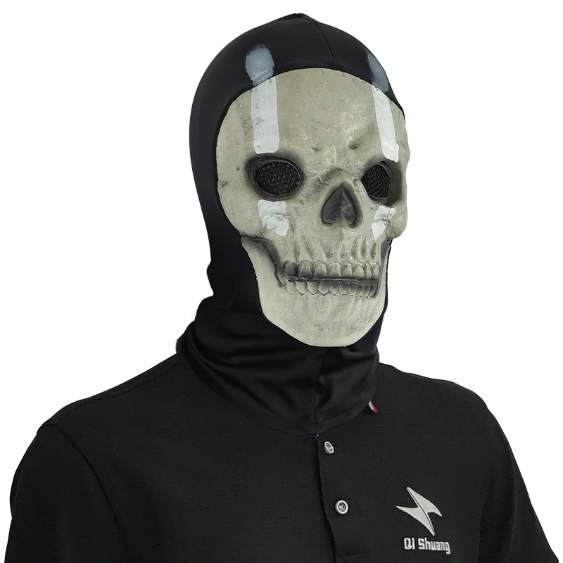 Halloween Call of Duty Ghost Costume Customizable Call of Duty Grey Double Lines Latex Mask Scary Ghost Face Mask